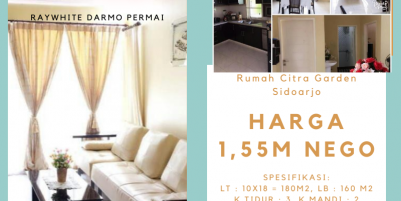 Dijual Cepat Murah Rumah Citra Garden Sidoarjo Siap Huni Dibawah Harga Pasar