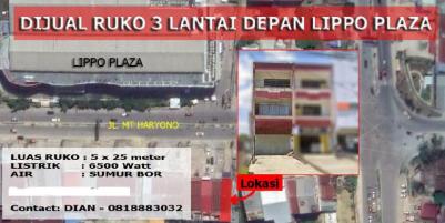 DIJUAL RUKO 3 LANTAI STRATEGIS DEPAN LIPPO PLAZA KENDARI