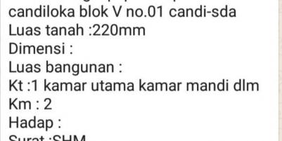 DI JUAL RUMAH PERUMAHAN PERMATA CANDI LOKA SIDOARJO