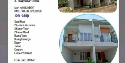 Townhouse Rumah Mezzanine dekat Stasiun Lrt Ciracas Jakarta Timur 