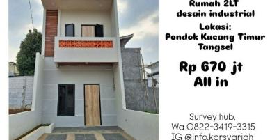 Rumah 2lantai desain industrialis di Pondok Kacang Timur Tangerang Selatan