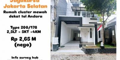 Rumah cluster mewah Jagakarsa Jakarta Selatan dekat tol Andara