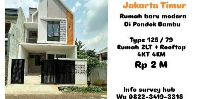 Rumah 2 lantai Rooftop di Pondok Bambu Duren Sawit Jakarta Timur