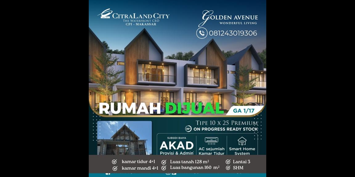 Rumah Baru Citraland City 10x25 Golden Avenue Makassar Rumah Baru Citraland City 10x25 Golden Avenue Makassar