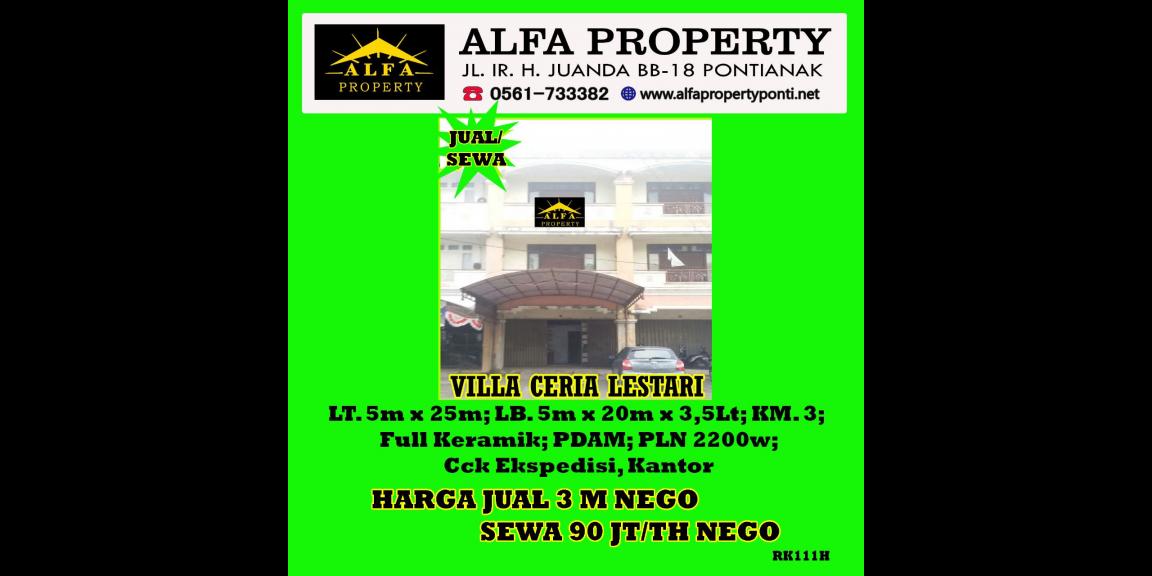 Ruko Villa Ceria Lestari Kota Pontianak Disewakan Ruko Villa Ceria Lestari Kota Pontianak Disewakan