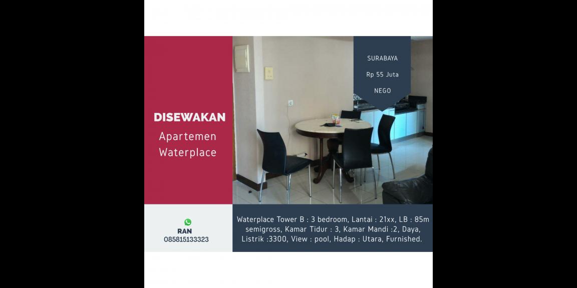 DISEWAKAN APARTEMEN WATERPLACE SURABAYA DISEWAKAN APARTEMEN WATERPLACE SURABAYA