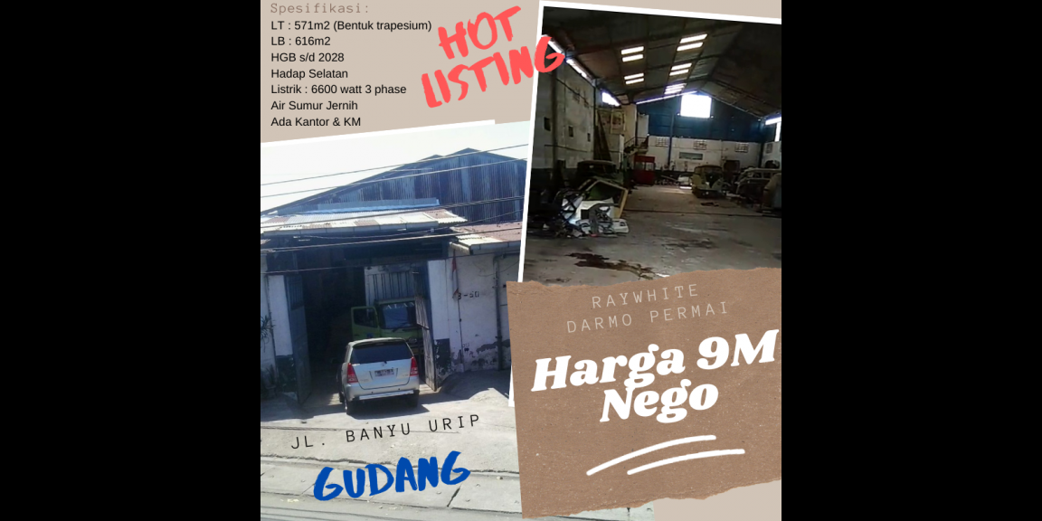 Dijual Cepat Gudang Jl. Banyu Urip Lokasi Strategis Dijual Cepat Gudang Jl. Banyu Urip Lokasi Strategis
