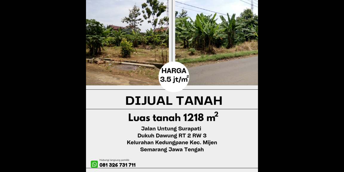 Tanah murah, luas, pinggir jalan, 5 km dari kawasan BSB city Tanah murah, luas, pinggir jalan, 5 km dari kawasan BSB city