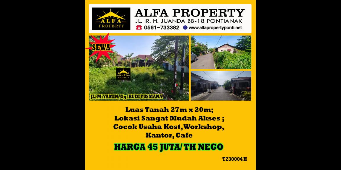 Disewakan Tanah Budi Yusmana Kota Pontianak Disewakan Tanah Budi Yusmana Kota Pontianak