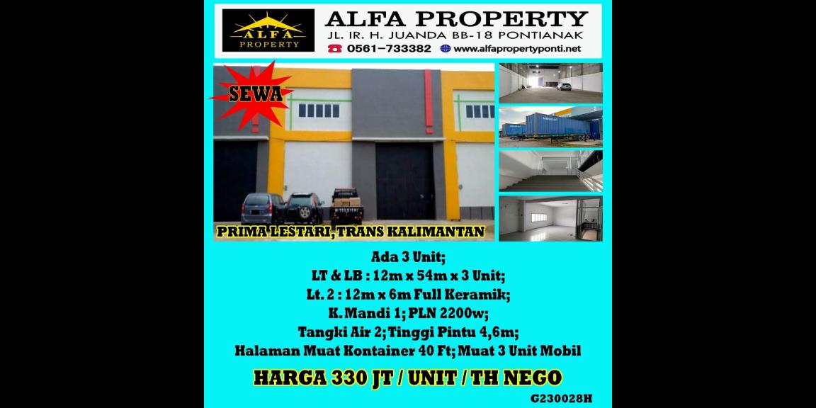 Gudang Prima Lestari Trans Kalimantan Kota Pontianak Disewakan Gudang Prima Lestari Trans Kalimantan Kota Pontianak Disewakan