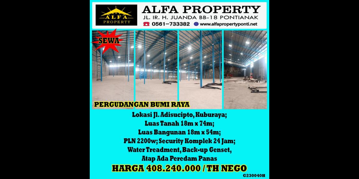 Gudang Bumi Raya Kalimantan Barat Disewakan Gudang Bumi Raya Kalimantan Barat Disewakan