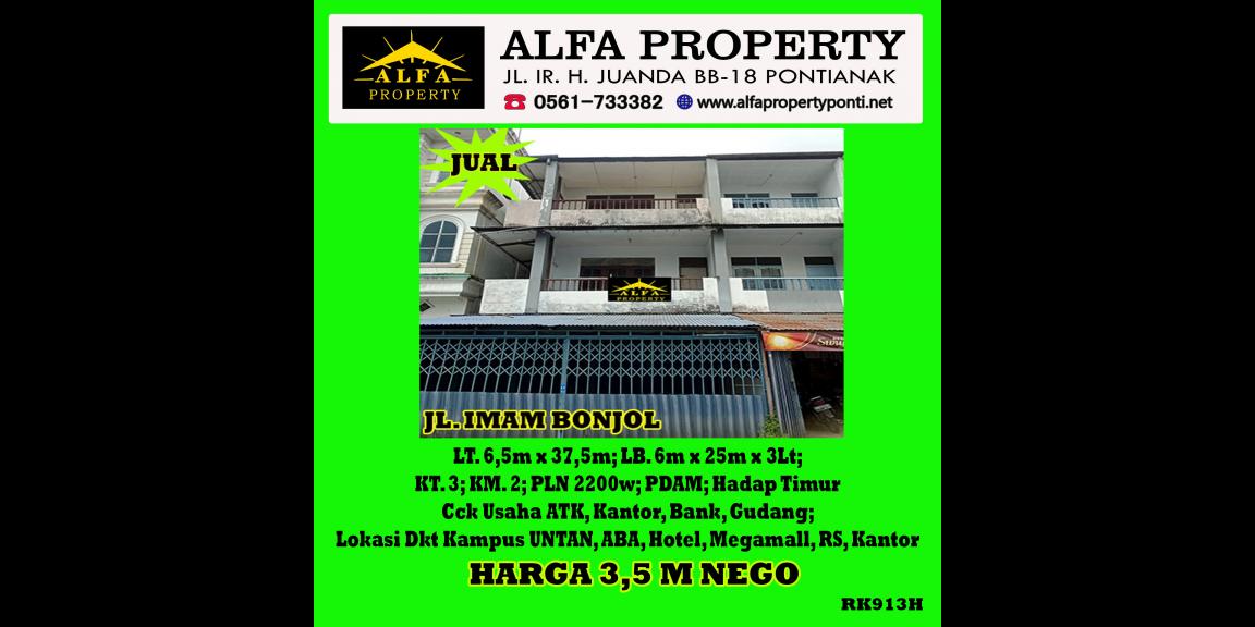 Dijual Ruko Jalan Imam Bonjol Kota Pontianak Dijual Ruko Jalan Imam Bonjol Kota Pontianak
