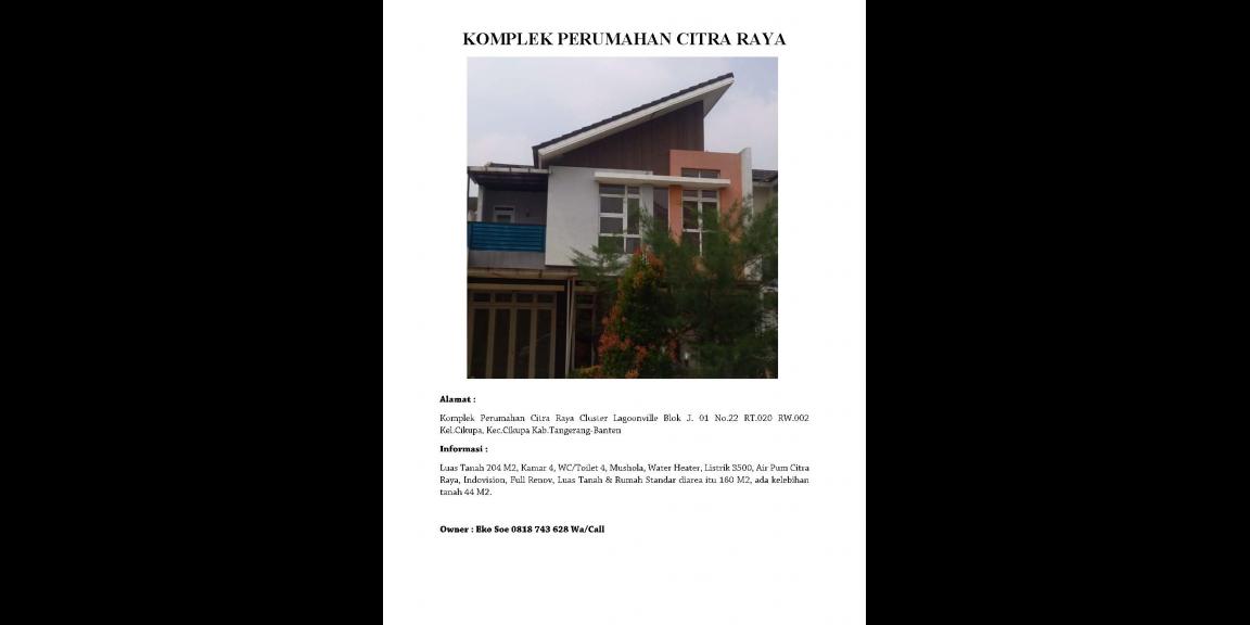 Dijual Rumah dalam Komplek Perumahan Citra Raya Dijual Rumah dalam Komplek Perumahan Citra Raya