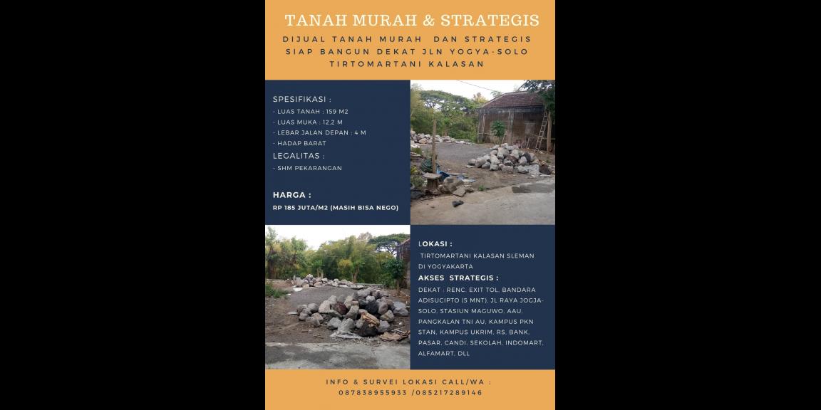 TANAH SIAP BANGUN STRATEGIS DEKAT JLN RAYA YOGYA-SOLO TANAH SIAP BANGUN STRATEGIS DEKAT JLN RAYA YOGYA-SOLO
