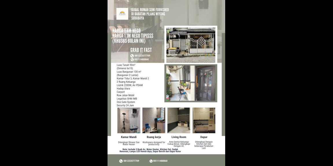 ‼️Termurah Di Perumahan Wiyung‼️ Rumah Murah Semi Furnished Siap huni di Perumahan Babatan Pilang Wiyung Surabaya ‼️Termurah Di Perumahan Wiyung‼️ Rumah Murah Semi Furnished Siap huni di Perumahan Babatan Pilang Wiyung Surabaya