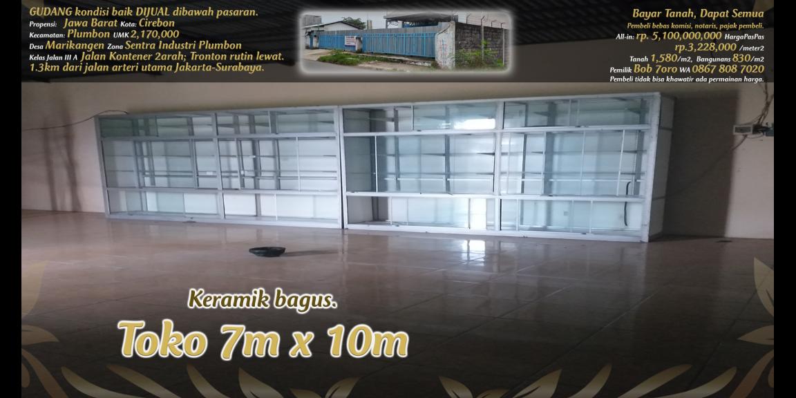 Gudang dijual rp.3,223,000/m2 di pinggir jalan kontener di zona industri Plumbon, Cirebon. Gudang dijual rp.3,223,000/m2 di pinggir jalan kontener di zona industri Plumbon, Cirebon.