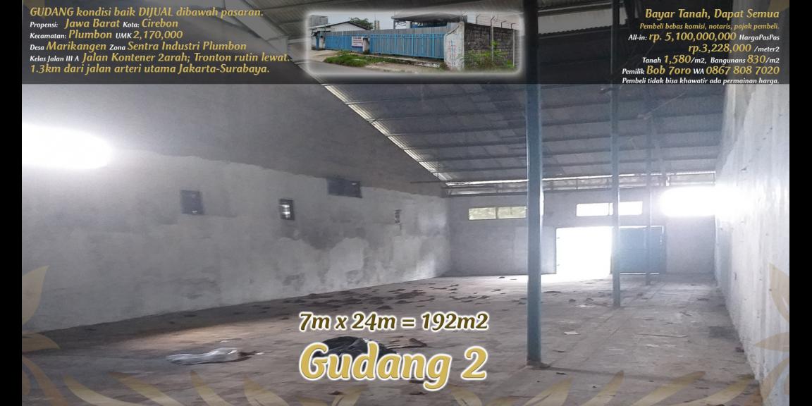 Gudang dijual rp.3,223,000/m2 di pinggir jalan kontener di zona industri Plumbon, Cirebon. Gudang dijual rp.3,223,000/m2 di pinggir jalan kontener di zona industri Plumbon, Cirebon.