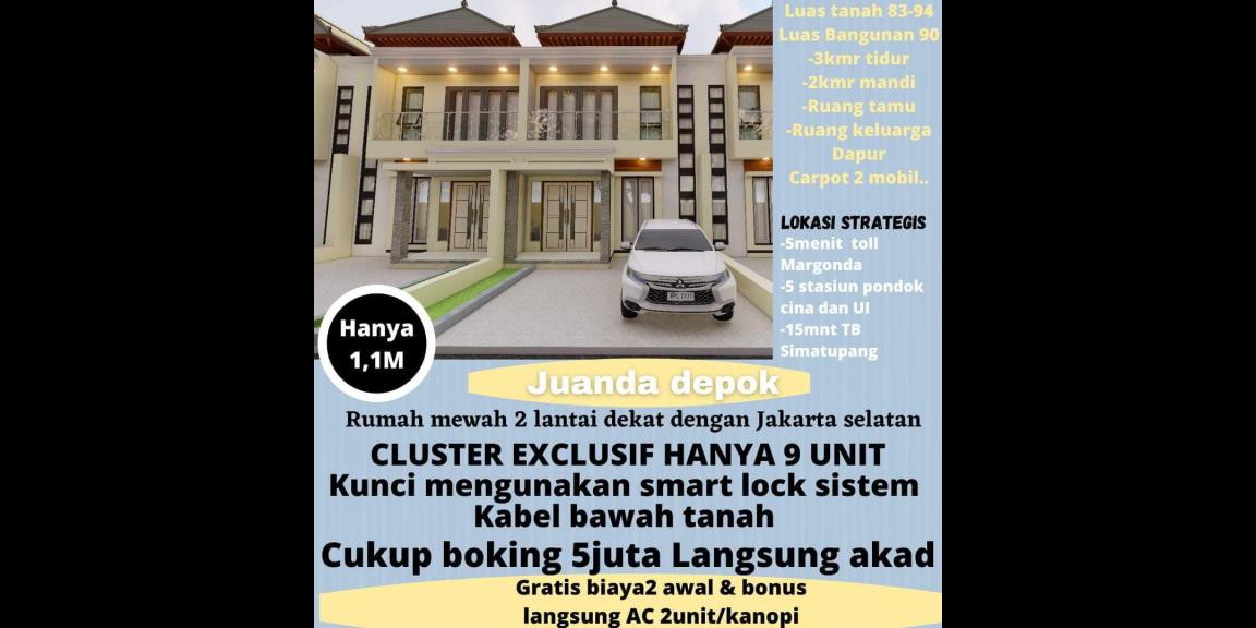 Rumah cluster mewah ,2 lt dg smart lock system dkt jaksel Rumah cluster mewah ,2 lt dg smart lock system dkt jaksel