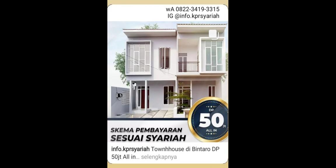 Townhouse di Bintaro Pondok Aren DP 50jt all in  Townhouse di Bintaro Pondok Aren DP 50jt all in