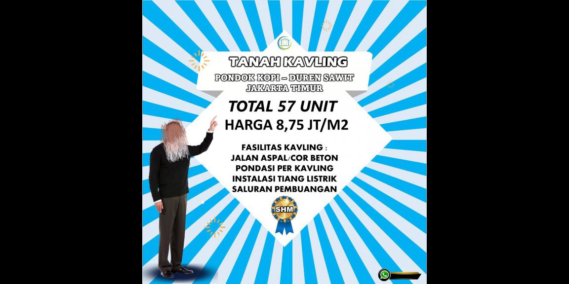 Tanah kavling dekat stasiun Pondok Kopi Duren Sawit Jakarta Timur Tanah kavling dekat stasiun Pondok Kopi Duren Sawit Jakarta Timur