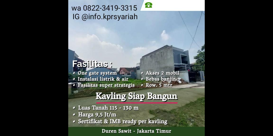 Tanah kavling shm Duren Sawit dekat stasiun Buaran Jakarta Timur Tanah kavling shm Duren Sawit dekat stasiun Buaran Jakarta Timur