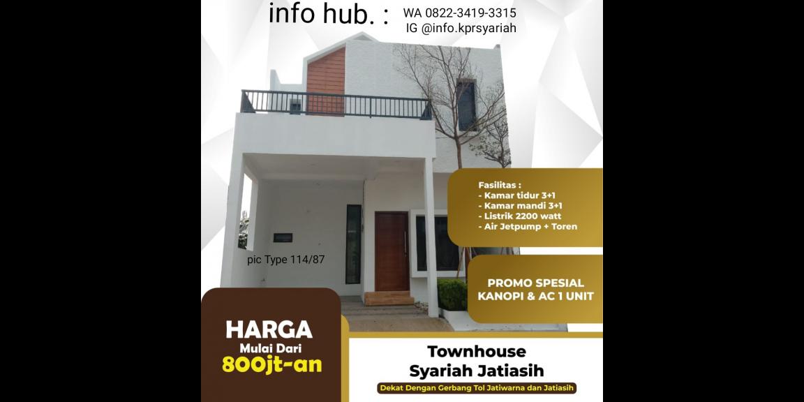 Townhouse Harmonis syariah Bekasi akses tol Jatiasih Dp ringan Townhouse Harmonis syariah Bekasi akses tol Jatiasih Dp ringan