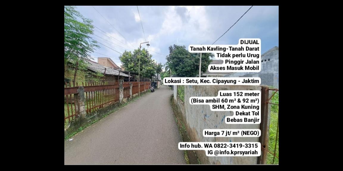 Tanah kavling Shm pinggir jalan lokasi Setu Cipayung Jakarta Timur Tanah kavling Shm pinggir jalan lokasi Setu Cipayung Jakarta Timur