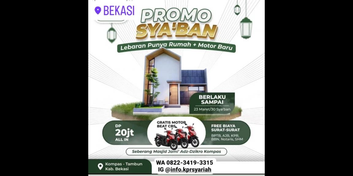 Townhouse paling strategis Tambun Bekasi promo bonus motor Townhouse paling strategis Tambun Bekasi promo bonus motor