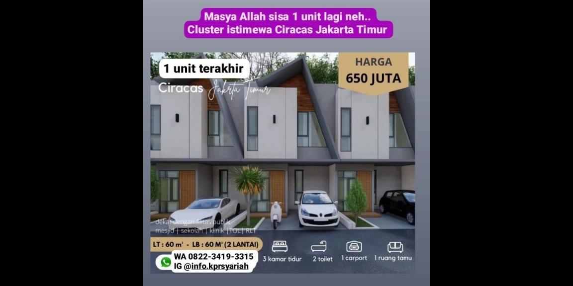 Rumah 2lantai Vino Ciracas Jakarta Timur sisa 1 unit lagi Rumah 2lantai Vino Ciracas Jakarta Timur sisa 1 unit lagi