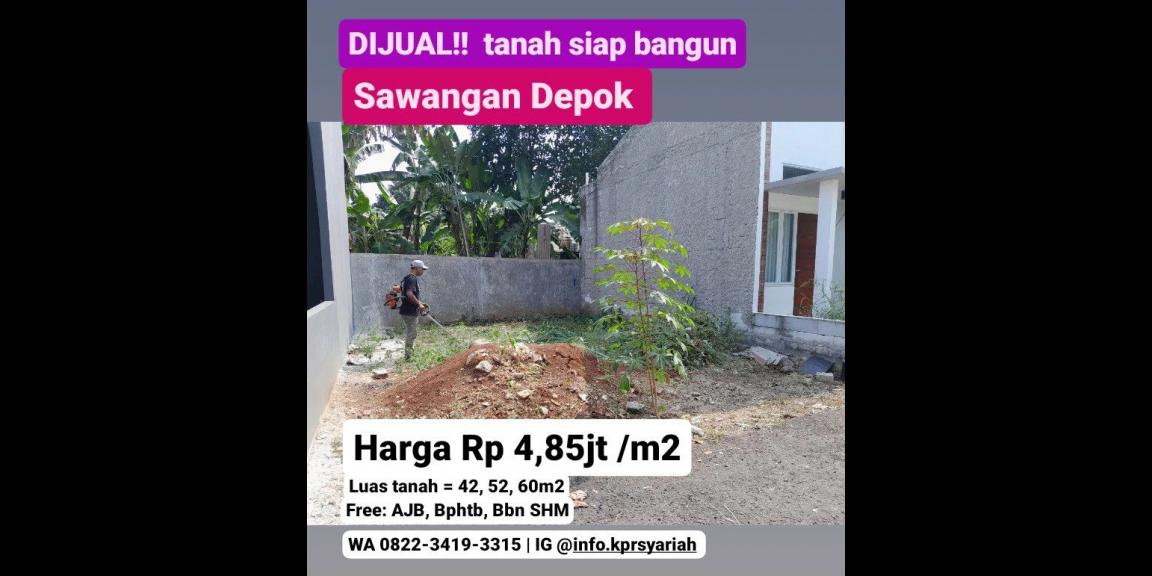 Tanah kavling siap bangun dalam perumahan Syariah Sawangan Depok Tanah kavling siap bangun dalam perumahan Syariah Sawangan Depok