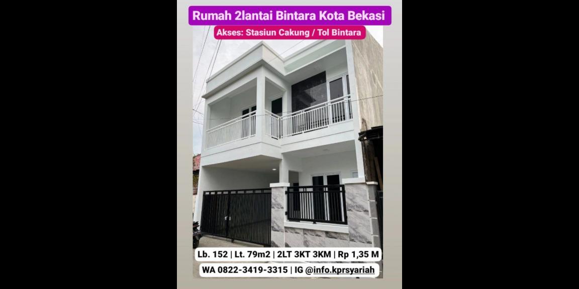 Rumah 2lantai Bintara Bekasi akses stasiun Cakung Rumah 2lantai Bintara Bekasi akses stasiun Cakung