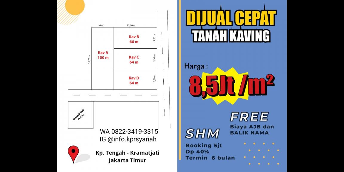 Tanah kavling strategis Kampung Tengah Kramatjati Jakarta Timur  Tanah kavling strategis Kampung Tengah Kramatjati Jakarta Timur