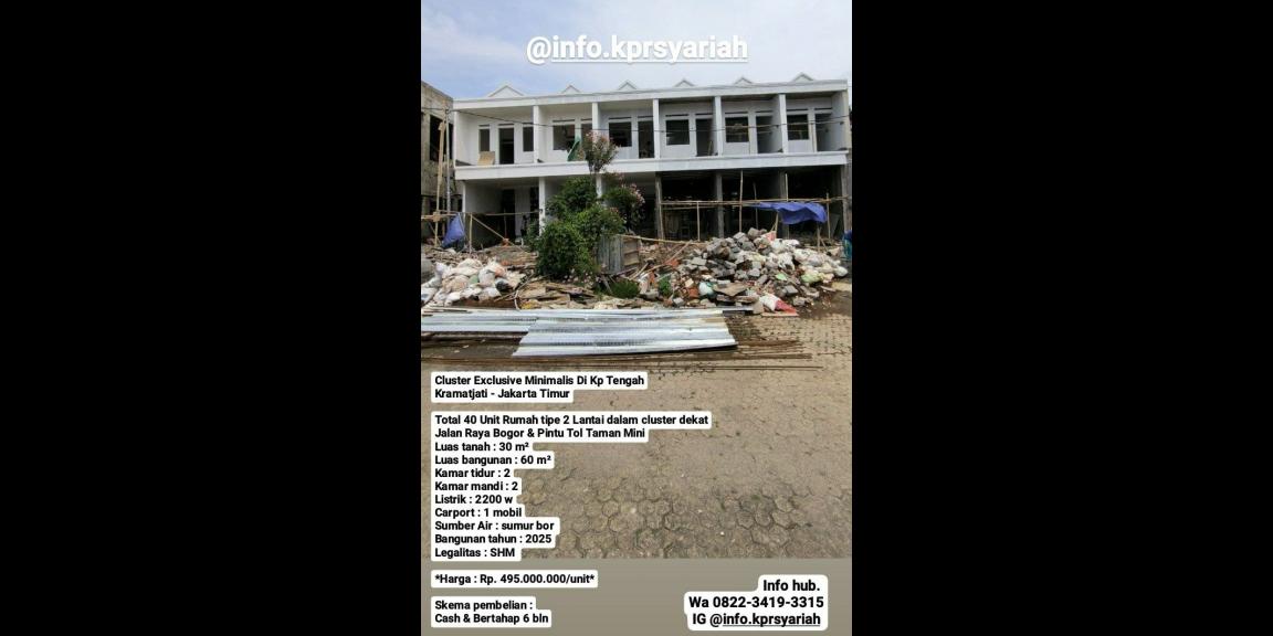 Cluster exclusive minimalis Kramatjati Jakarta Timur dekat tol Cluster exclusive minimalis Kramatjati Jakarta Timur dekat tol