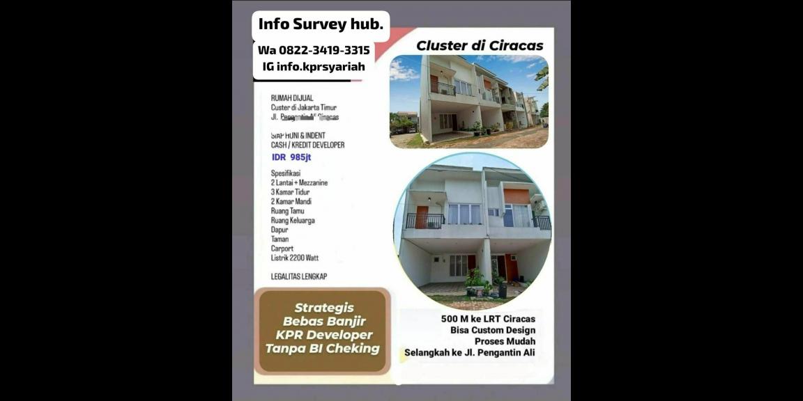 Townhouse Rumah Mezzanine dekat Stasiun Lrt Ciracas Jakarta Timur Townhouse Rumah Mezzanine dekat Stasiun Lrt Ciracas Jakarta Timur