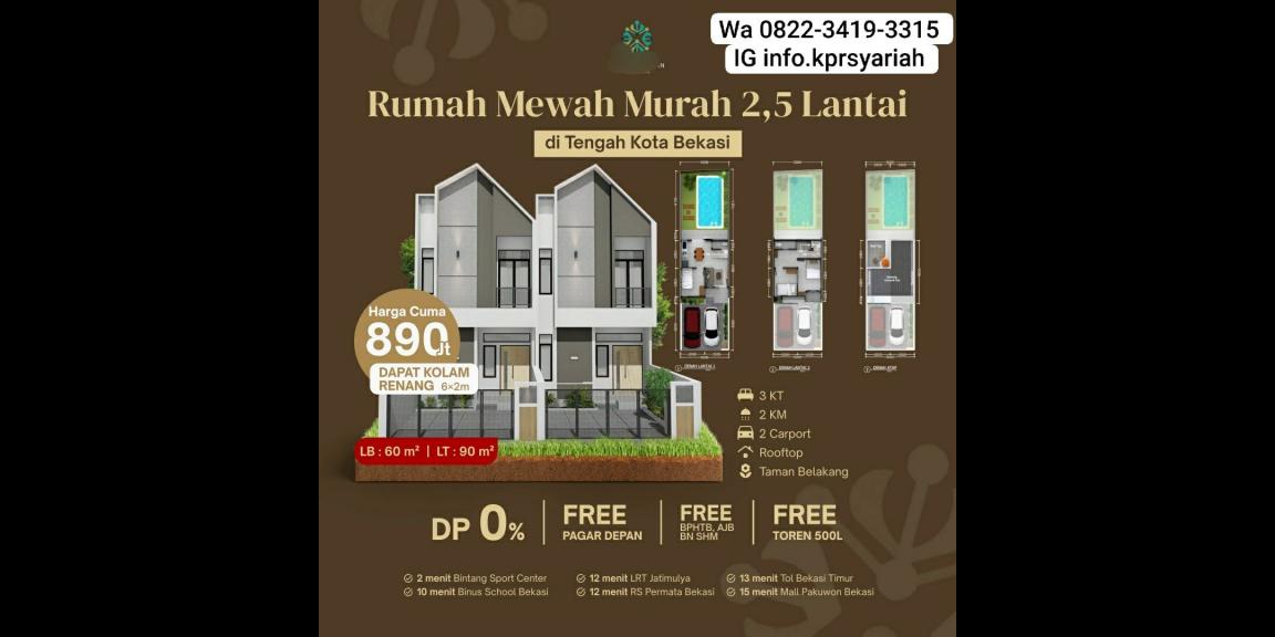 Rumah murah 2,5lt bonus kolam renang di kota Bekasi Rumah murah 2,5lt bonus kolam renang di kota Bekasi