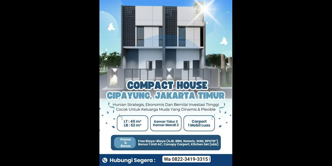 Rumah 2LT akses dekat tol Setu Cipayung Jakarta Timur  Rumah 2LT akses dekat tol Setu Cipayung Jakarta Timur