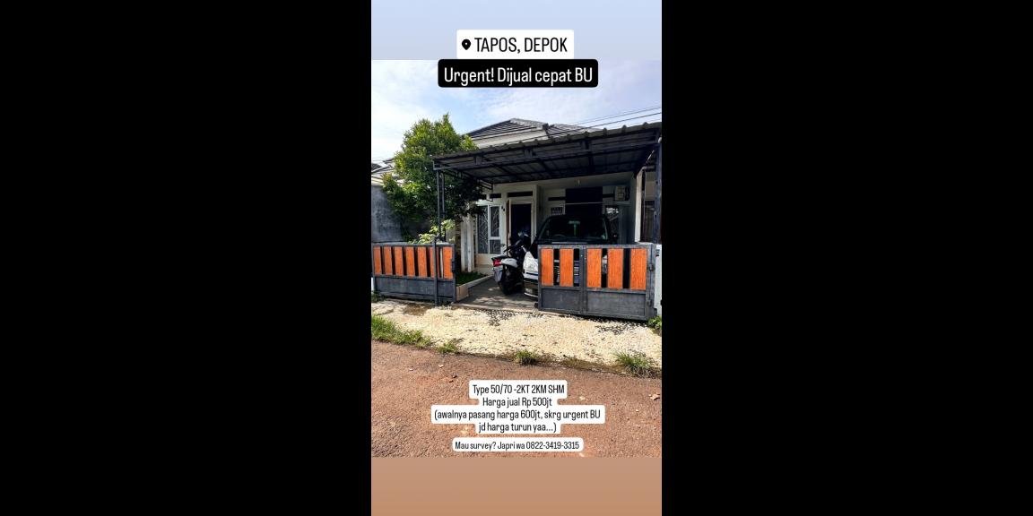 Termurah rumah 1lantai di Tapos Depok Termurah rumah 1lantai di Tapos Depok