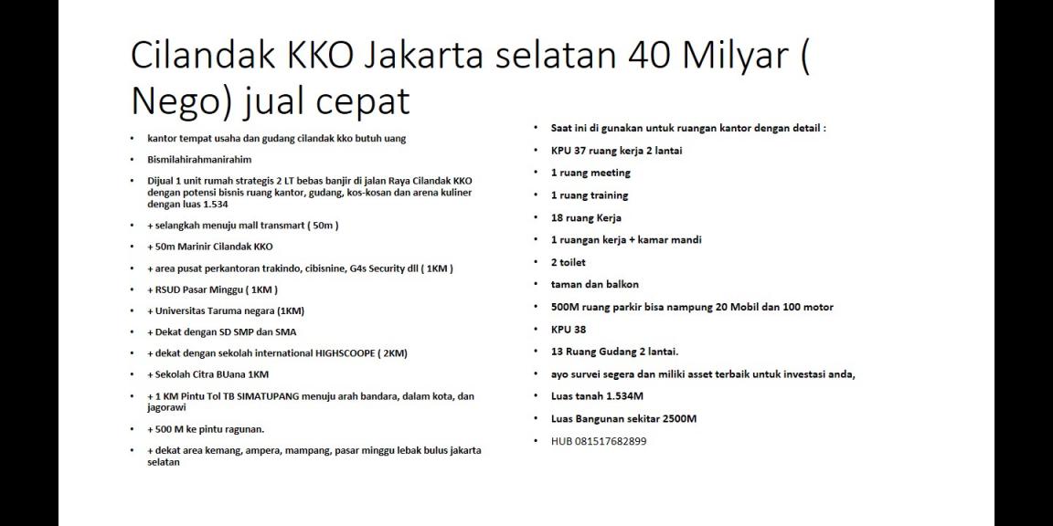 kantor tempat usaha dan gudang cilandak kko butuh uang kantor tempat usaha dan gudang cilandak kko butuh uang