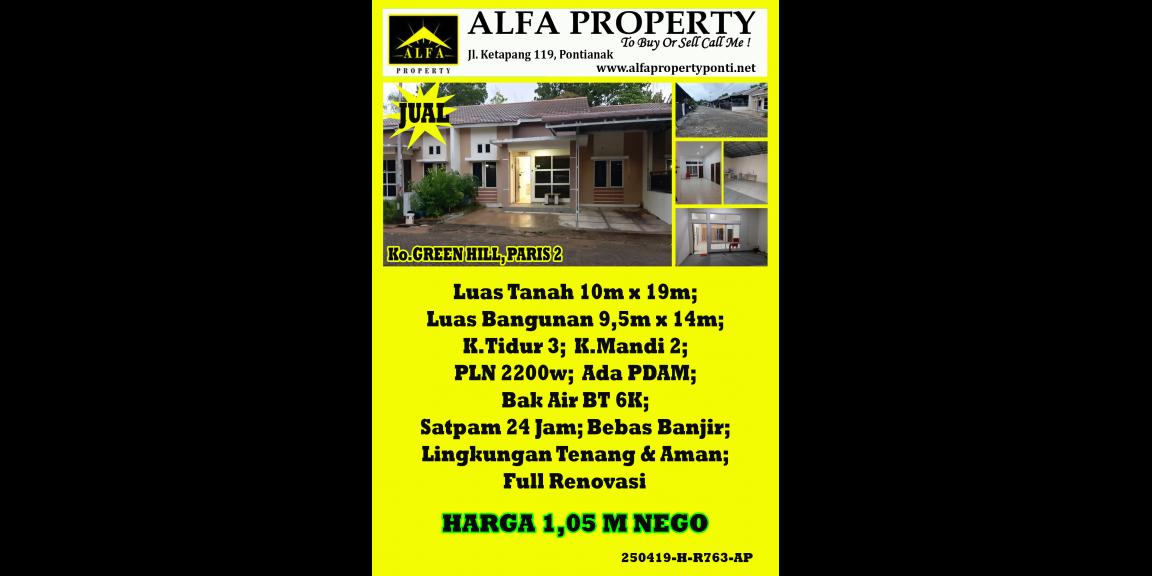 Rumah Green Hill, Paris 2, Pontianak, Kalimantan Barat Rumah Green Hill, Paris 2, Pontianak, Kalimantan Barat
