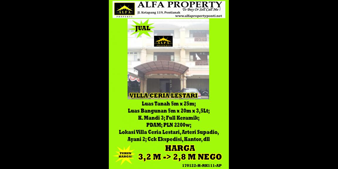 Ruko Villa Ceria Lestari, Pontianak, Kalimantan Barat Ruko Villa Ceria Lestari, Pontianak, Kalimantan Barat
