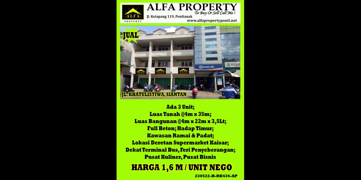 Ruko Khatulistiwa, Siantan, Pontianak, Kalimantan Barat Ruko Khatulistiwa, Siantan, Pontianak, Kalimantan Barat