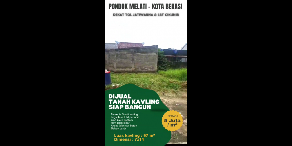 Tanah kavling shm Pondok Melati Bekasi bebas banjir Tanah kavling shm Pondok Melati Bekasi bebas banjir