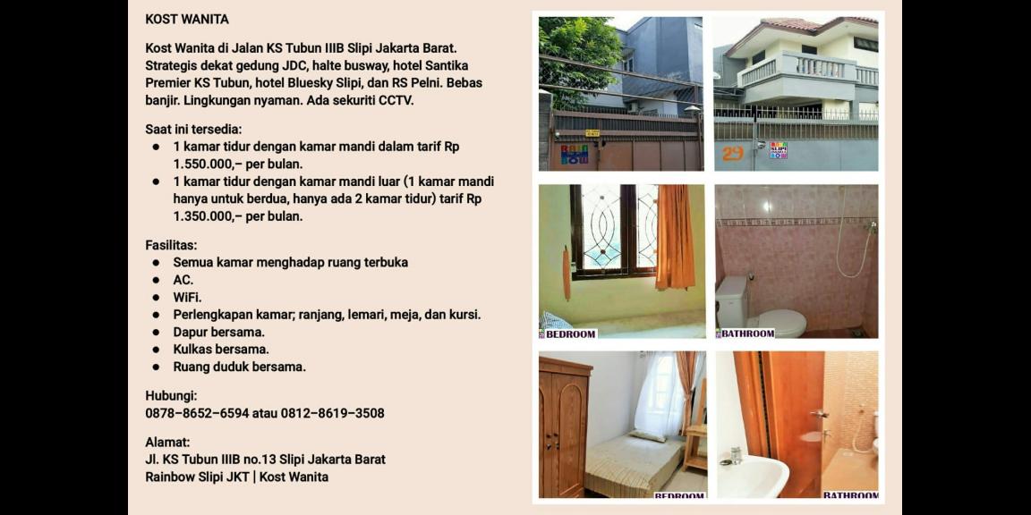 KOST WANITA KS TUBUN PETAMBURAN SLIPI JAKARTA BARAT KOST WANITA KS TUBUN PETAMBURAN SLIPI JAKARTA BARAT