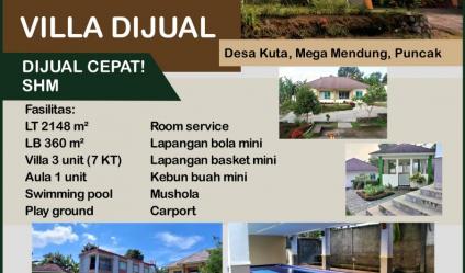 Dijual Villa luas tanah 2148 m2 SHM di Mega Mendung Puncak Kab. Bogor Jawqa Barat harga 4,5 M