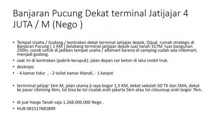 Rumah, ruko, gudang usaha samping terminal jatijajar banjaran pucung
