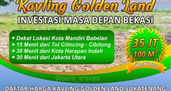 Tanah murah / kavling murah 30 menit dari harapan indah dekat tol cilincing cibitung 100 meter 35 juta