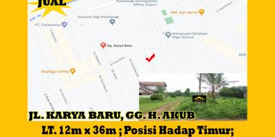 Tanah Jalan Karya Baru, Gg. H. Akub Kota Pontianak Dijual