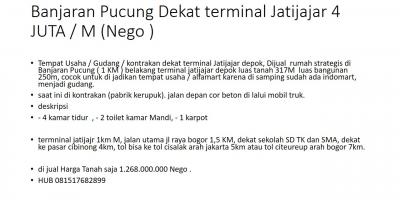 Rumah, ruko, gudang usaha samping terminal jatijajar banjaran pucung