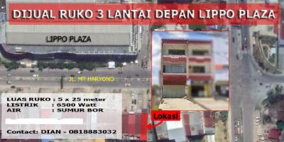 DIJUAL RUKO 3 LANTAI STRATEGIS DEPAN LIPPO PLAZA KENDARI