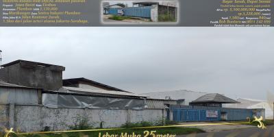 Gudang dijual rp.3,223,000/m2 di pinggir jalan kontener di zona industri Plumbon, Cirebon.